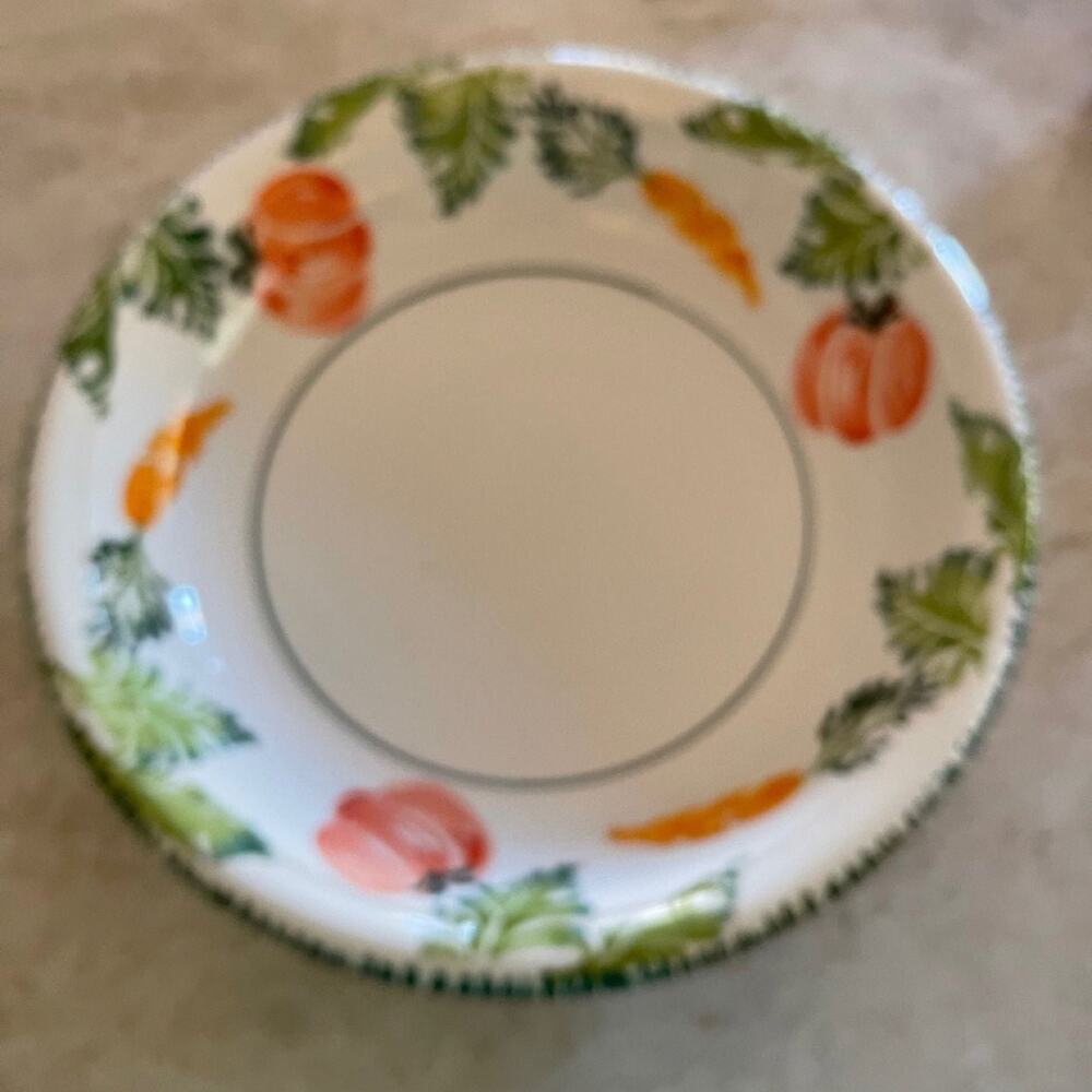 Vintage Pottery Barn 13-1/2” large bowl carrots and pumpkins pasta serving bowl - Picture 4 of 16
